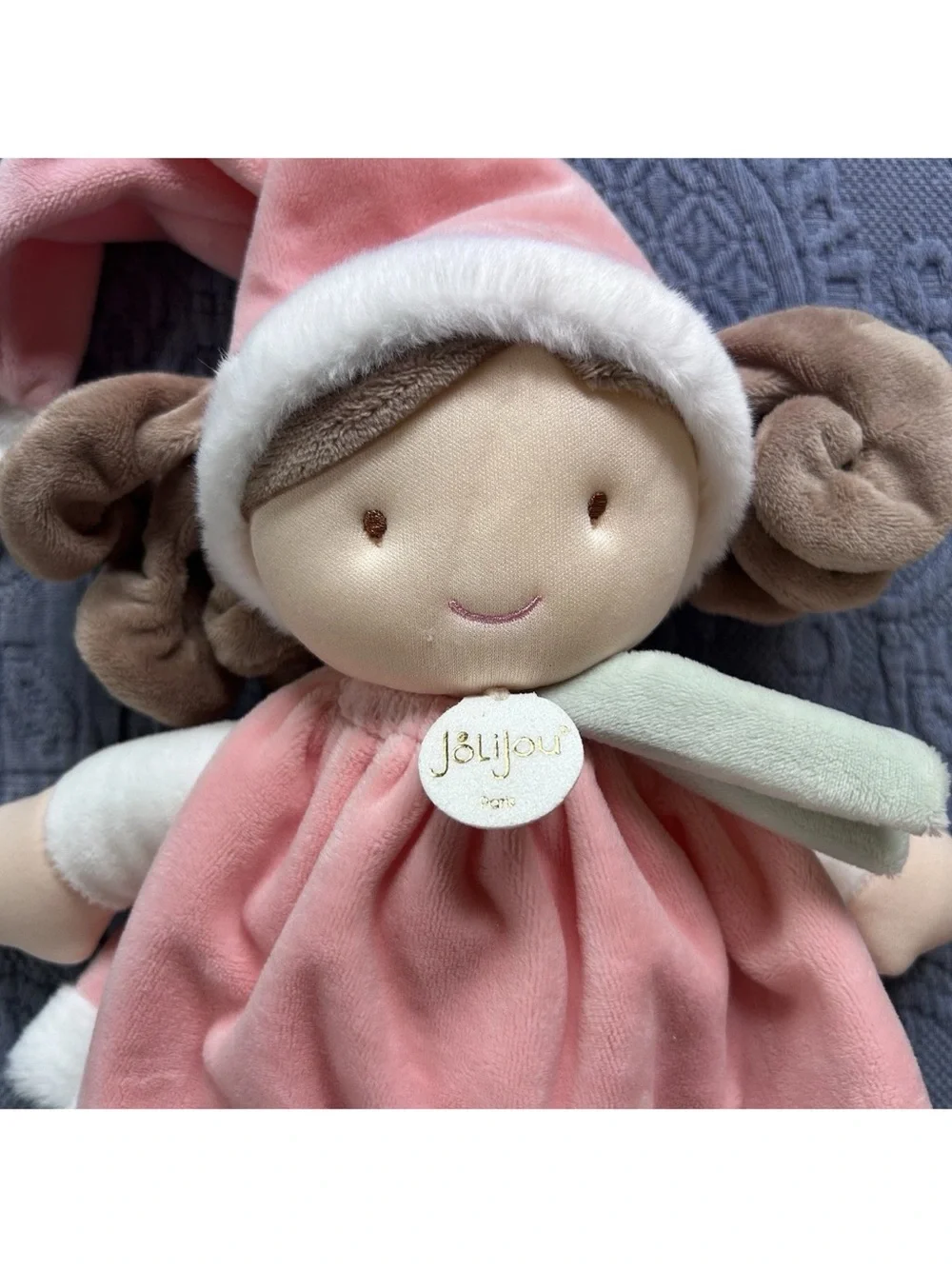 JoLiJou Paris Pink Dress “Elf Pretty Pink” Doll 12” Curly Brunette Plush